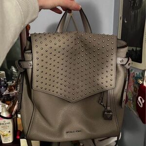 Michael Kors Taupe/Grey Studded Leather Backpack